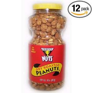 Trophy Nut Dry Roast Peanuts, 16 Ounce Jars (Pack of 12):  