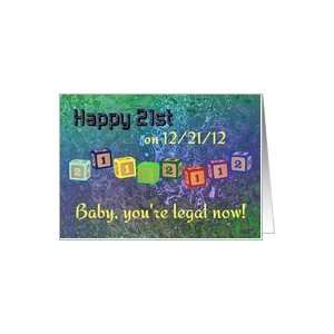  Happy 21st Birthday Palindrome 1221 baby blocks Card 