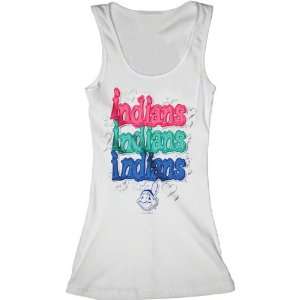  Cleveland Indians White Girls Ribbed Tank Top: Sports 