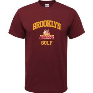  Brooklyn College Bulldogs Maroon Youth Golf Arch T Shirt 