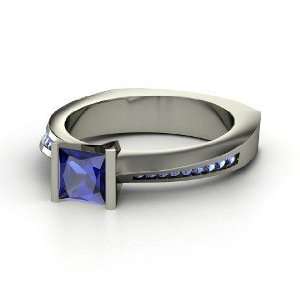  Postmodern Princess Ring, Princess Sapphire 14K White Gold 