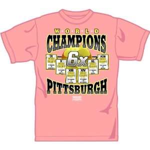  Pittsburgh Steerers Six Time World Champions Pink T Shirt 