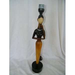   Indonesian Woman Figural Lamp Wood She Thinks 1386: Everything Else