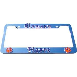   NCAA Chrome License Plate Frame by Half Time Ent.: Sports & Outdoors