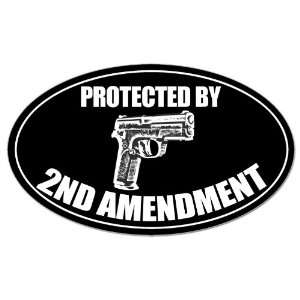  Black Oval Protected by 2nd Amendment Gun Sticker 