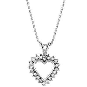   White Gold 0.25 Carat Diamond Heart Pendant with 18 Chain: Jewelry