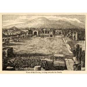 1871 Woodcut Forum Ruin Architecture Archeology Pompeii Italy Roman 