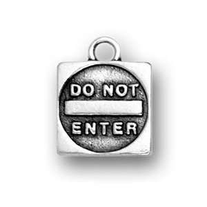  Do Not Enter Road Sign Sterling Silver Charm: Evercharming 
