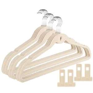   Hangers  Ivory White Cream Velvet Set of 10 w/ 4 Clips: Home & Kitchen
