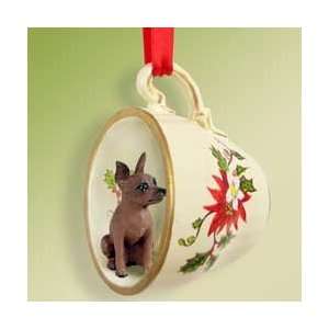  Min Pin Red/Brn Holiday Tea Cup: Home & Kitchen