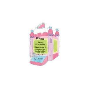  Pink Bounce House Die Cut Birthday Party Invitation 