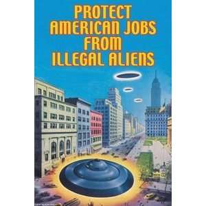  Protect American Jobs   12x18 Framed Print in Black Frame 