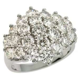  14k White Trendy 3.79 Ct Diamond Ring   Size 7.0 