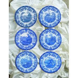   Spode Blue Room Zoological Scenes 10 Plates (6): Patio, Lawn & Garden