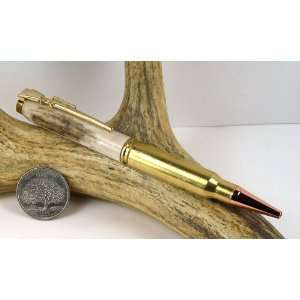  Deer Antler 308 Rifle Cartridge Pen With a Copper Finish 