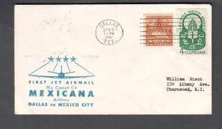 1961 first jet flight cover Dallas to Mexico City  