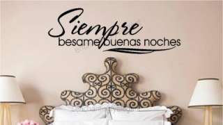 Siempre Besame Buenas Noches Spanish Vinyl Letters Words Wall Decal 