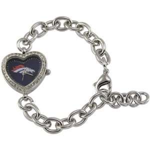    Denver Broncos Ladies Silver Heart Watch: Sports & Outdoors