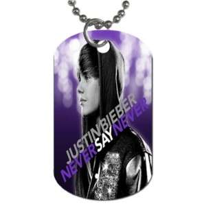 JUSTIN BIEBER Never Say Never Dog Tag Chain Necklace  