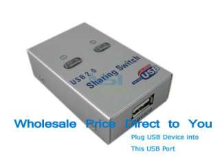 USB 2.0 Sharing Switch Hub 2 PC Port to 1 USB Device  