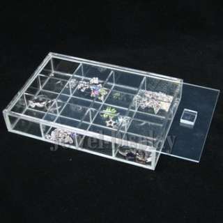 Clear 12 Cell Gemstone Jewellery Storage Box With Lid  
