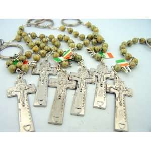  Green Irish Made Penal Rosary Cross Keychains Lot 6 
