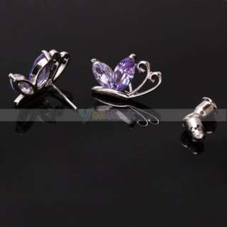 Stylish Charming Bowknot Purple Zircon Ear Studs  