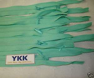 10) 10 Invisible Zips~Closed~Leaf Green 534~YKK (D)  