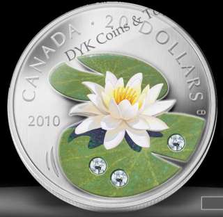 NEW 2010 CANADA WATER LILY LOTUS SWAROVSKI CRYSTAL COIN  