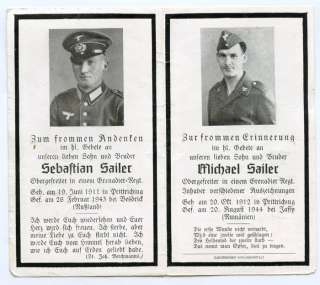 WWII German Brothers Wehrmact Soldiers 1944 43 Death Card  