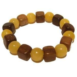 Aragonite Bracelet 08 Stretch 10mm Wood Brown Yellow Stone Crystal 7.2 