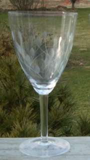 CUT STEM LEAVES / LEAF CRYSTAL GLASS FOOTED GOBLET (s)  