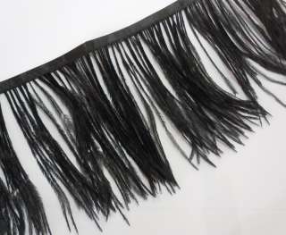Fj1 10 15cm Black Ostrich feather fringe Trim per 30cm  