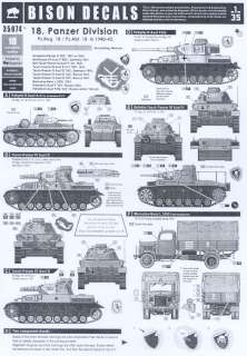 Bison Decals 1/35 GERMAN 18th PANZER DIVISION 1940 1943  