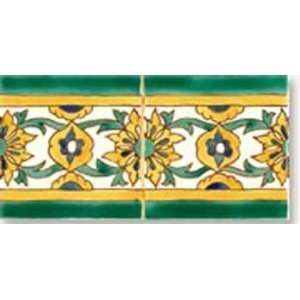  Yasmine Deco Border Handpainted Ceramic Tile: Home 