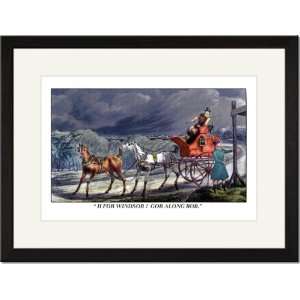   Black Framed/Matted Print 17x23, Horse Drawn Carriage: Home & Kitchen
