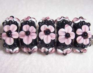   Flower Lampwork Glass Beads fit European Charm Bracelet 1071  