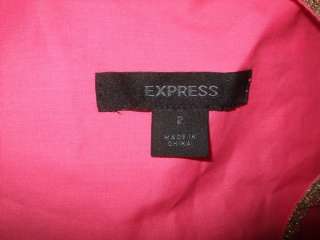 DESCRIPTION : NWOT Express $114 Gold Embroidered Pink Wrap Dress Sz 2
