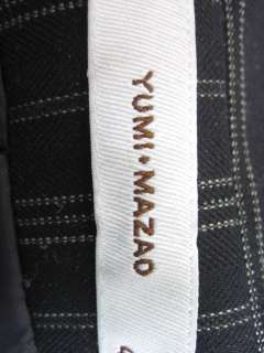 YUMI MAZAO Black Stripe Suit Blazer Pants Slacks Sz 8  