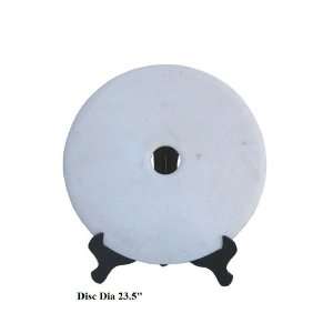  Chinese White Marble Round Feng Shui Display Ass659