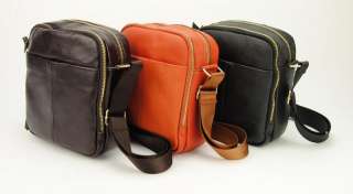 Mens Classic Genuine Leather Shoulder Zip Satchel Messenger Small Bag 