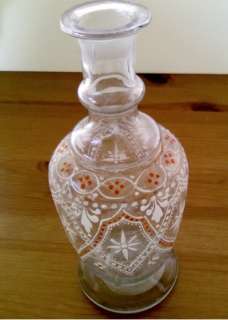 Old Barber Bottle with Enamel Geometric Decoration  