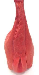 DESMO Red Embossed Leather Hobo Handbag  