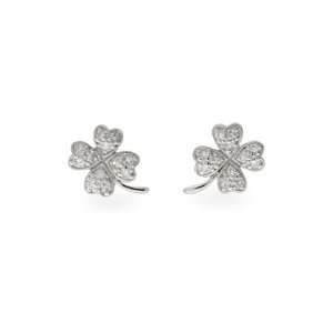  Good Luck Sterling Silver Pave CZ Shamrock Earrings: Eves 