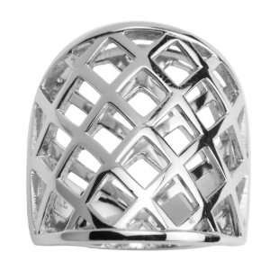  ELLE Sterling Silver Latticework Wide Band Ring: Claire 