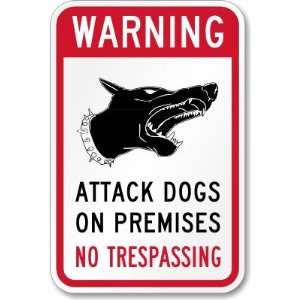  Warning! Attack Dogs on Premises, No Trespassing Diamond 
