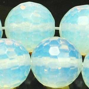 14mm Faceted White Opalite Round Beads 15  