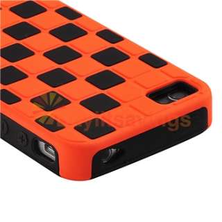Orange/Black Checker Hybrid Case Cover+PRIVACY LCD FILTER Film for 