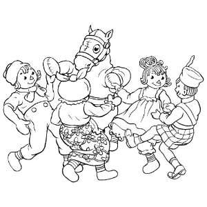  Raggedy Ann with Friends Dancing Rubber Stamp Arts 