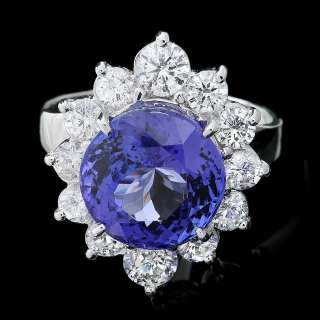 16400 CERTIFIED 18K WHITE GOLD 6.50CT TANZANITE 1.60CT DIAMOND RING 